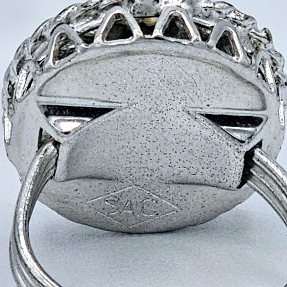 SAC Crystal Gem Ring Vintage Adjustable Gallery Elegant Estate Jewelry Size 7 - Picture 8 of 10